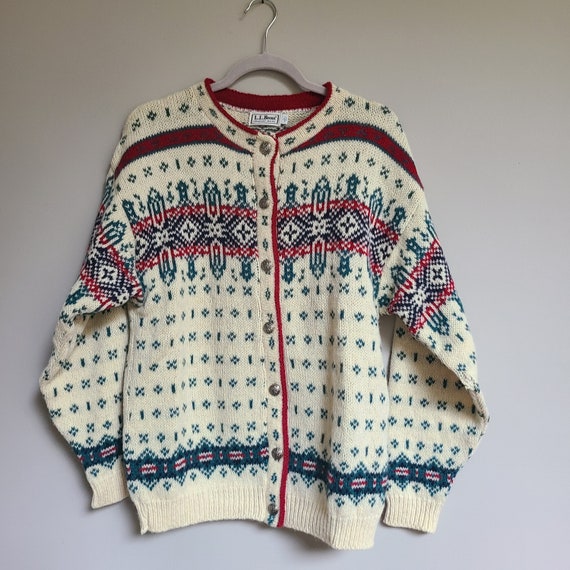 Vintage Women’s L.L. Bean Winter Cardigan Sweater… - image 3