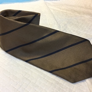 Vintage LIBERTY of LONDON Tie Silk Tie Taupe Blue Diagonal Stripes