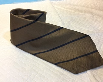 Vintage LIBERTY of LONDON Tie Silk Tie Taupe Blue Diagonal Stripes