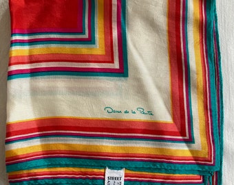 VINTAGE 100% Silk Oscar de la Renta Scarf Rainbow Square Scarf Japan Graphic