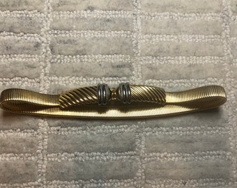 Vintage Gold Metal Fish Scale Elastic Belt 70s 80s Disco Era  display picture 3