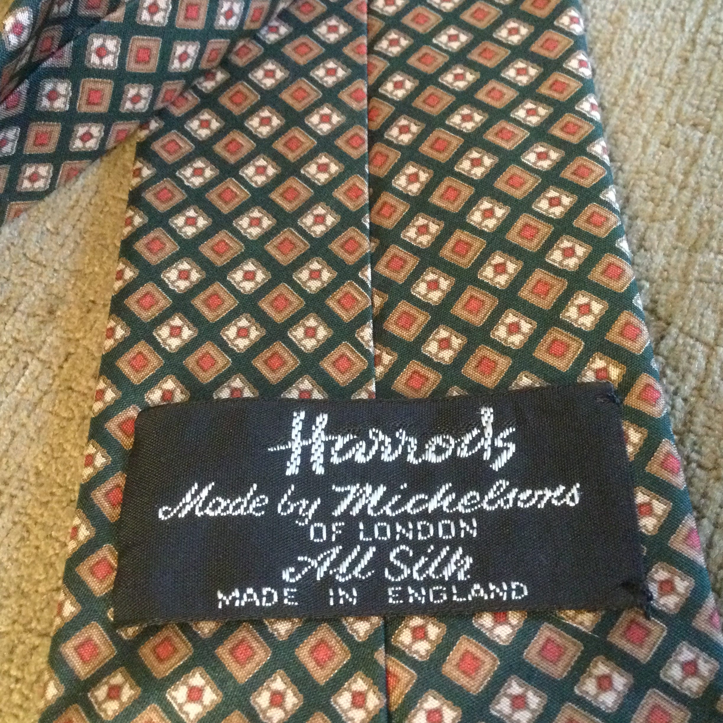 Harrods Michaelsons ネクタイ ヴィンテージ Vintage Harrods Tie Michelsons Tie London England Green and