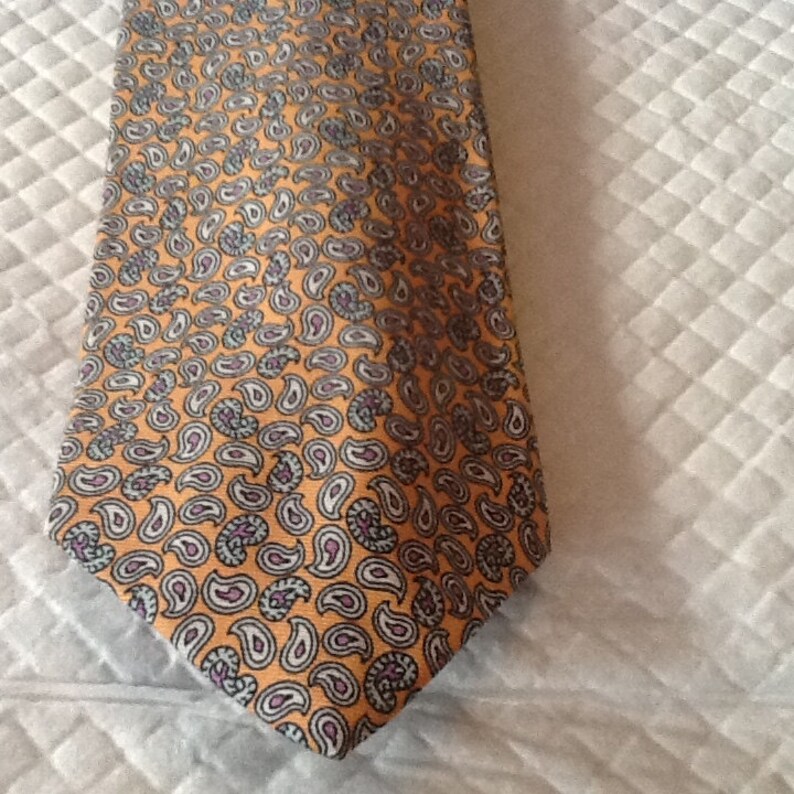 Vintage Polo Tie RALPH LAUREN Tie Silk Tie USA Paisley Tie Orange Blue Purple image 3