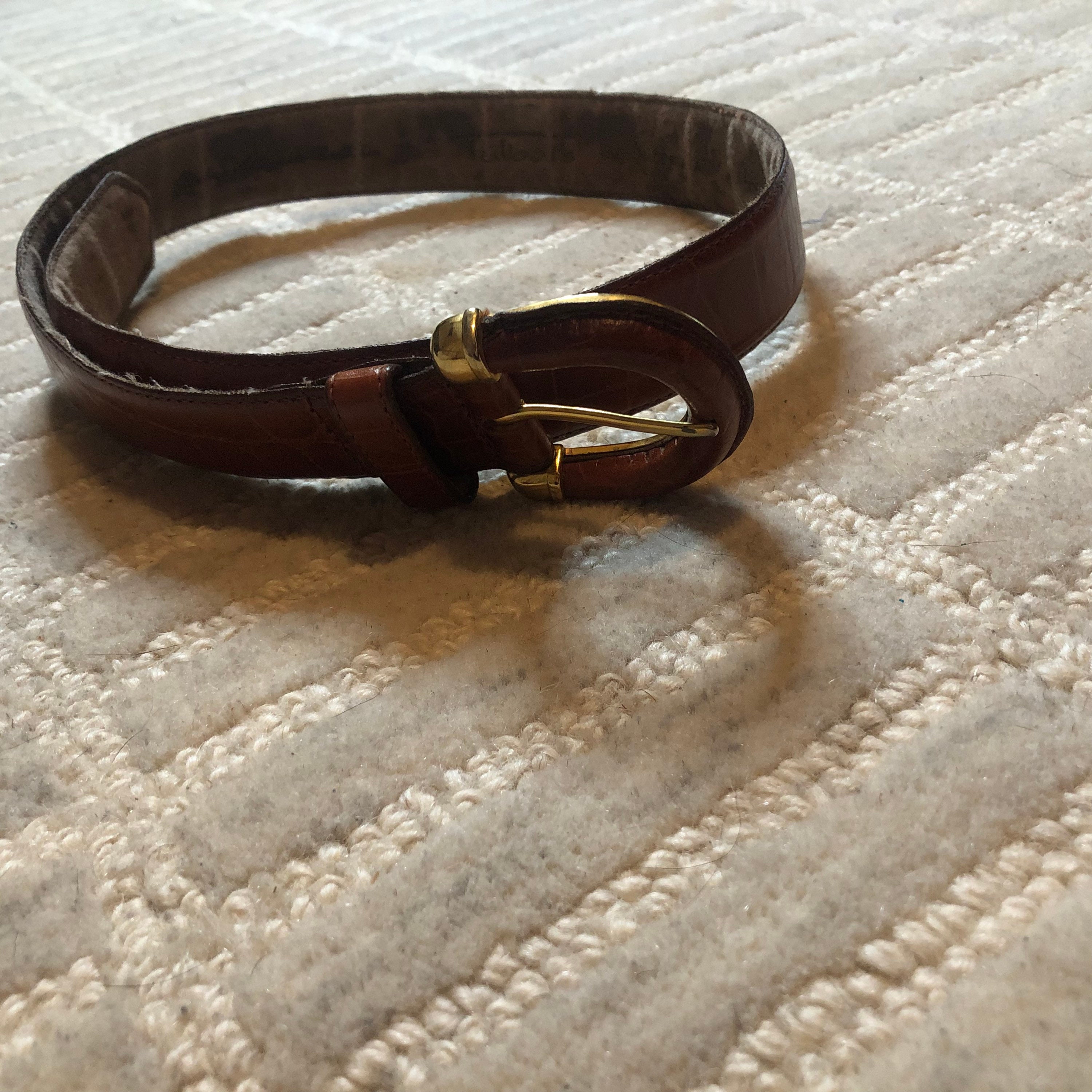 Vintage Talbots Belt Women\'s Small Brown Leather Croc skin embossed Gold‎ buckle Talbots Gold Belts for Women for sale | eBay main image 2