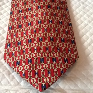 Vintage BROOKS BROTHERS Tie USA Silk Tie Chain Links Red, Blue, Gold