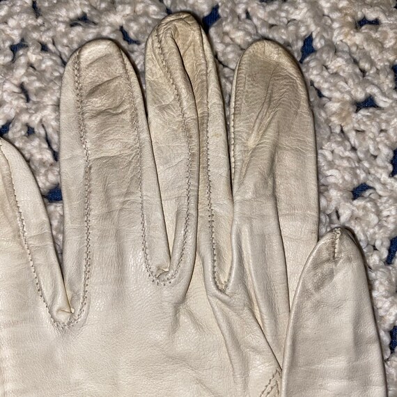 Vintage Miss Aris White Leather Women’s Gloves 7 … - image 6