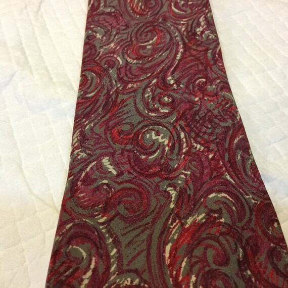 Vintage CHLOE Tie Silk Tie Swirl Design Pink, Red… - image 1