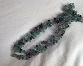 Vintage Polished Stone Necklace Green and Purple Tones