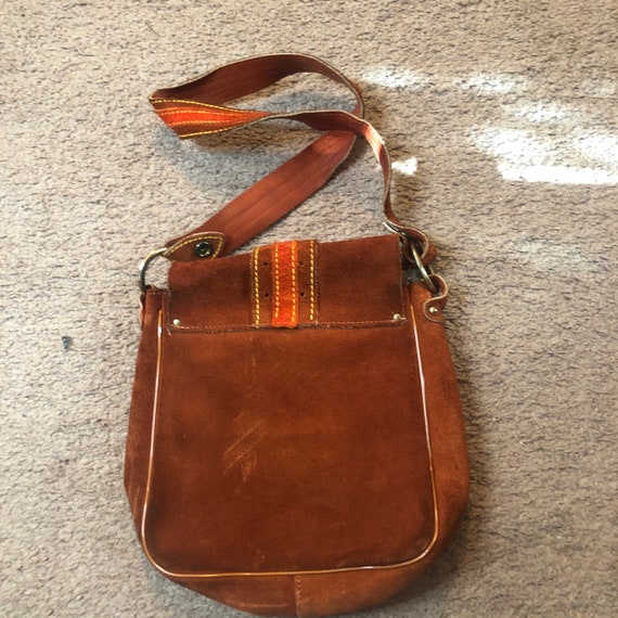 Vintage Cool 70s Woman’s Shoulder Bag Suede Leath… - image 9