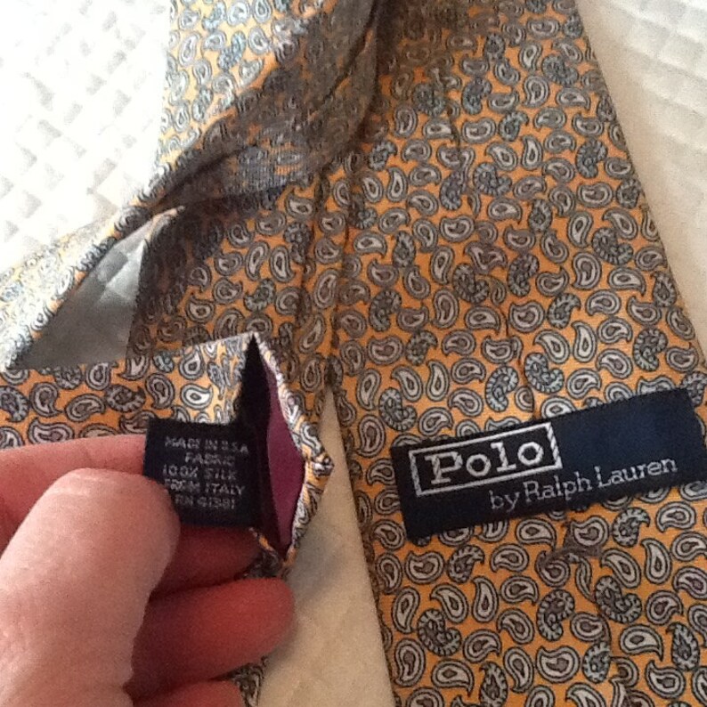 Vintage Polo Tie RALPH LAUREN Tie Silk Tie USA Paisley Tie Orange Blue Purple image 2