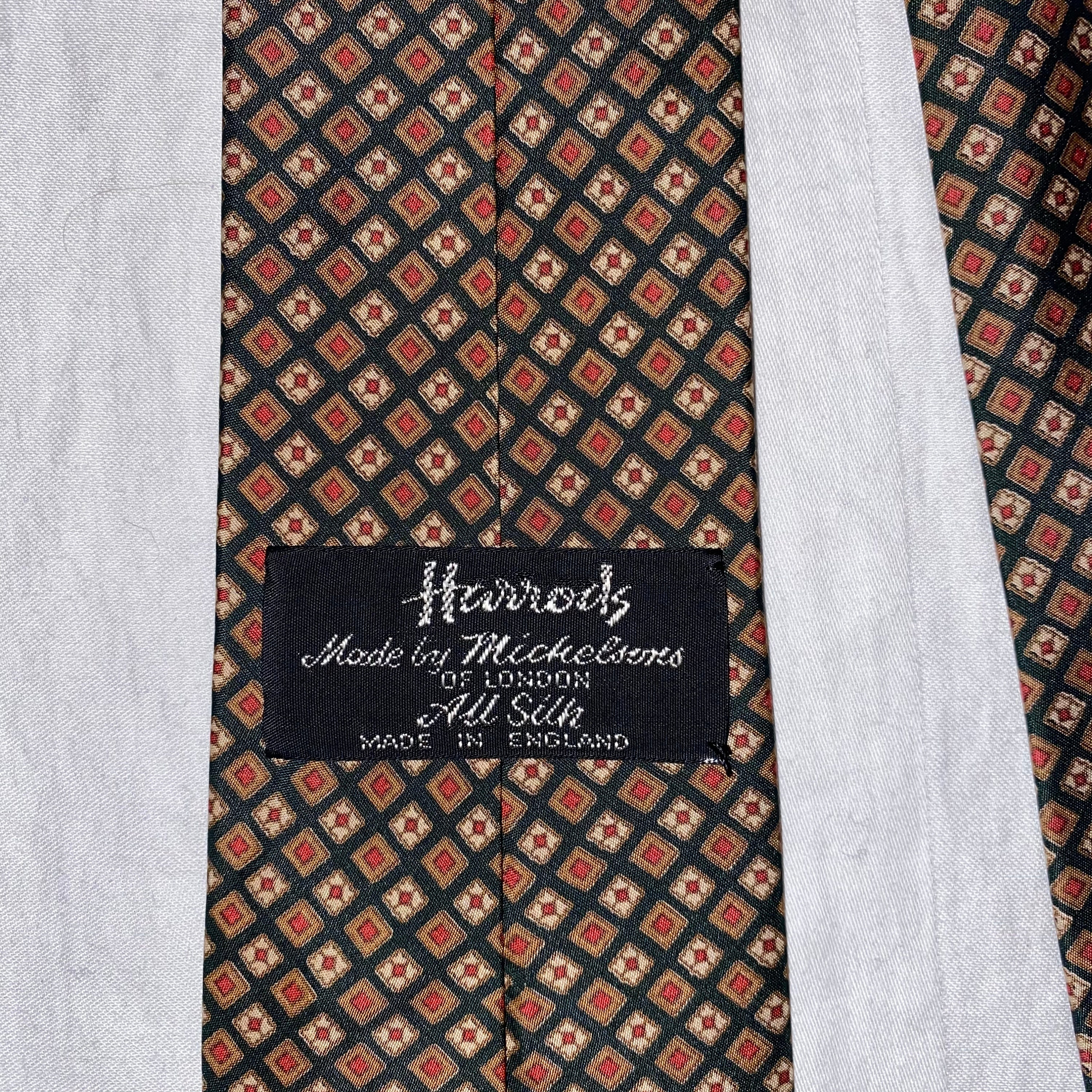 Vintage Harrods Tie Michelsons Tie London England Green and