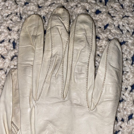 Vintage Miss Aris White Leather Women’s Gloves 7 … - image 4