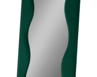 Wavy Green Organic Wall Mirror, Irregular Modern Home Decor