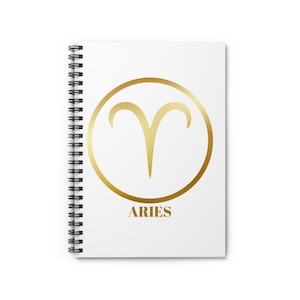 Aries Zodiac Spiral Notebook - Gold Foil Design, Astrology Gift, Journal for Aries, Personalized Stationery, Unique Aries Notebook