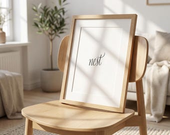 Arte lineal minimalista - Impresión caligráfica "Nido" - Póster tipográfico de bienestar