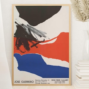 José Guerrero Exhibition Poster: Abstract Expressionist Art, Rose Fried Gallery 1963