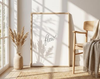 Arte lineal minimalista - Impresión caligráfica "Flow" - Póster tipográfico de bienestar