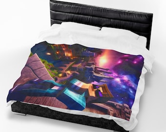 マインクラフト クールブランケット ベルベット調ぬいぐるみブランケット | ピクセルクリーパー ゲーマースロー