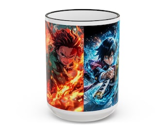 火と水のアニメキャラクターマグカップ | アクセントリム＆ハンドル