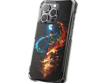 鬼滅の刃 炭治郎 水と炎 スマホケース | マグネット式クリア耐衝撃ケース