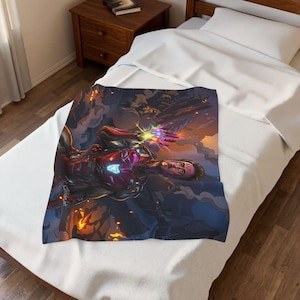 Ironman Plush Blanket | Velveteen Superhero Throw image 1