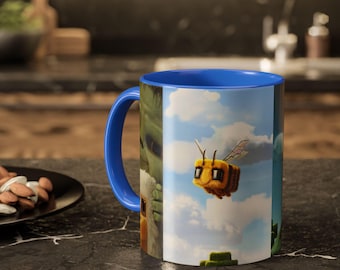 マインクラフトの村人と蜂のマグカップ｜セラミック製コーヒーカップ
