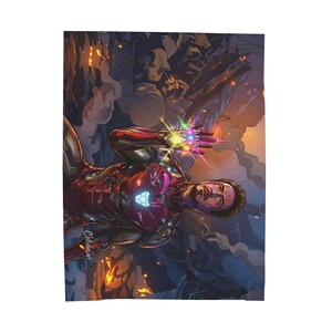 Ironman Plush Blanket | Velveteen Superhero Throw image 3