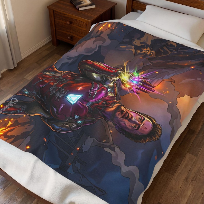 Ironman Plush Blanket | Velveteen Superhero Throw image 6