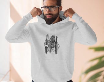 ダークエッジーフリースパーカー：3パネルフード、カンガルーポケット、ストリートウェアスタイル