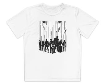 スーパーヒーローシルエットTシャツ｜チームアベンジャーズスタイルユースシャツ