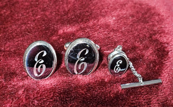 Anson Monogram Initial “E” Vintage Cuff Links, Ti… - image 1