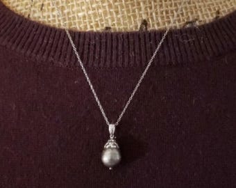 Colgante romántico de perla cultivada • Collar de plata de ley 925 • Cadena de 45 cm
