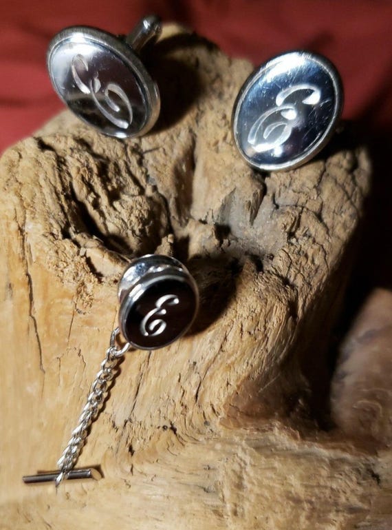 Anson Monogram Initial “E” Vintage Cuff Links, Ti… - image 3