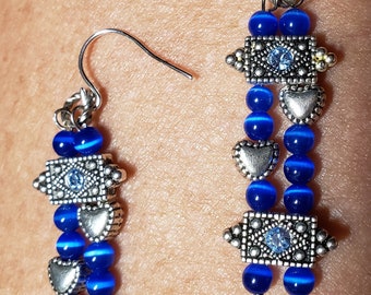 Ojo de gato de fibra óptica azul con diamantes de imitación