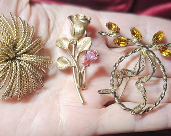 Golden Gestures – Trio of Vintage Brooches