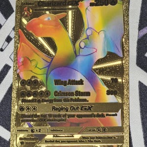 rare rainbow gold charizard gx card 150/147 Pokemon Charizard/charizard Metal Card Custom Made this item offers a spectacular aesthetic for a gallery Copy: 2017's Burning Shadows set