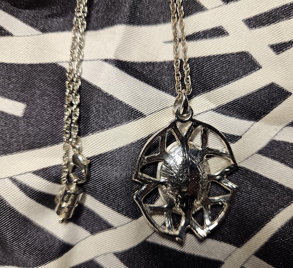 Ruby Red Statement Pendant with Clear Rhinestones… - image 9