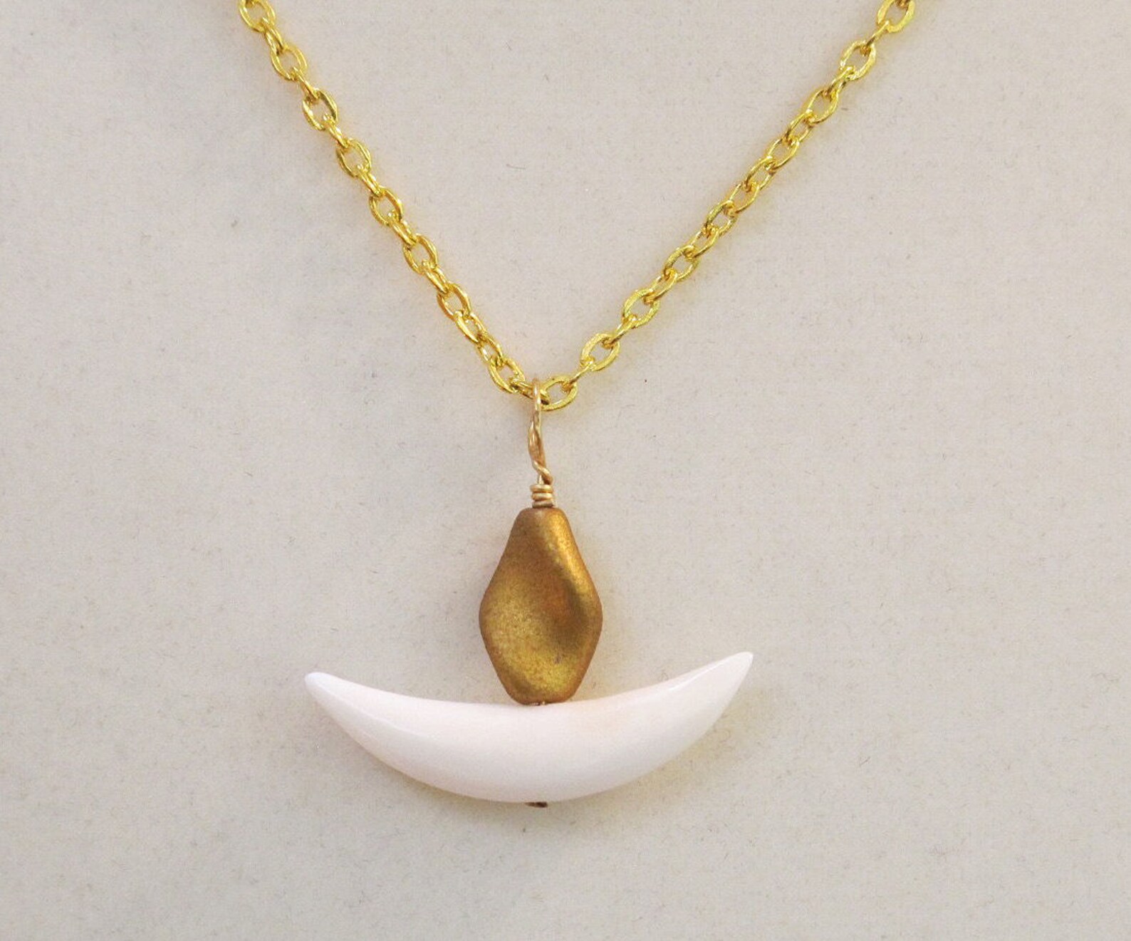 Unitarian Universalist Chalice Necklace White Crescent Bead Etsy