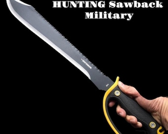 Handmade Sawback Machete: Full Tang Survival Knife, Tactical Blade