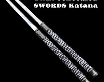 Handmade Twin Katana Set: Ninja Samurai Concealed Swords for