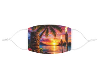 Stoffen gezichtsmasker Tiki Sunset | Tropisch palmstrandlandschap
