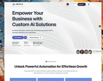 Plantilla de diseño para startups de IA: página de destino SaaS, MVP sin código