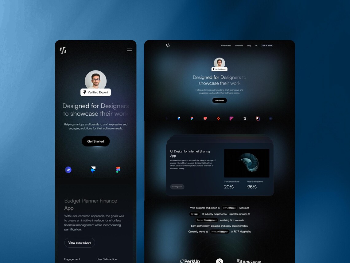 UX Designer Website Template Sleek Dark Portfolio - Etsy