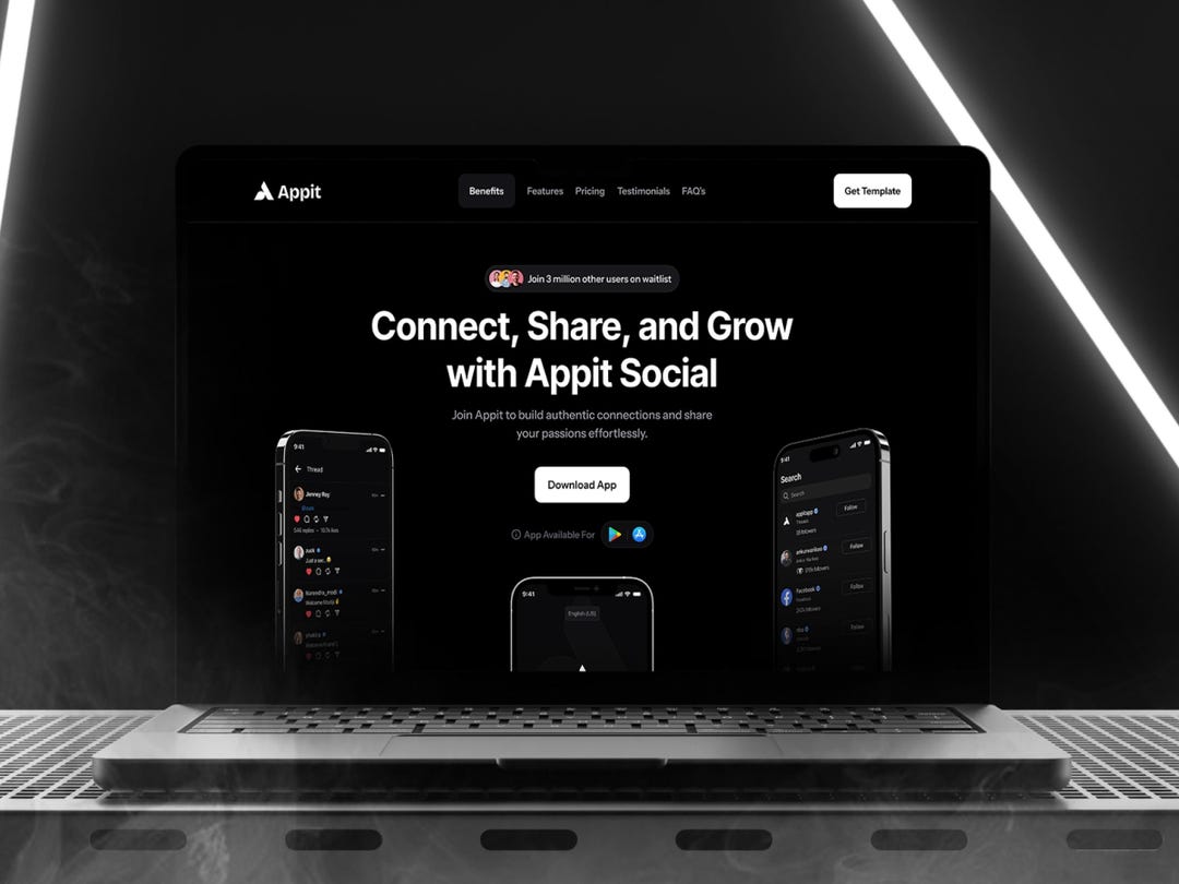Mobile App Landing Page Template: Sleek Framer Design - Etsy