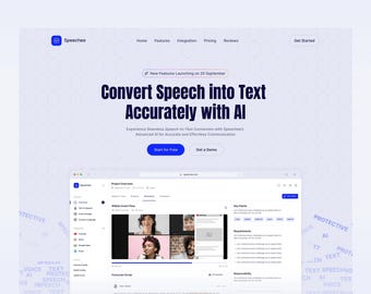 Speech to Text Sas Website Vorlage | Für AI Transkription & Sprach-Apps | High-Conversion Landingpage