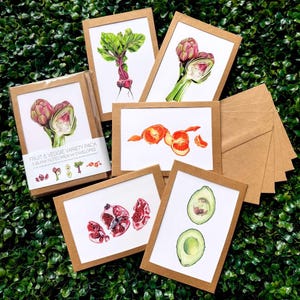 Set van 5 "Fruit & Veggie" tekenkaarten met enveloppen