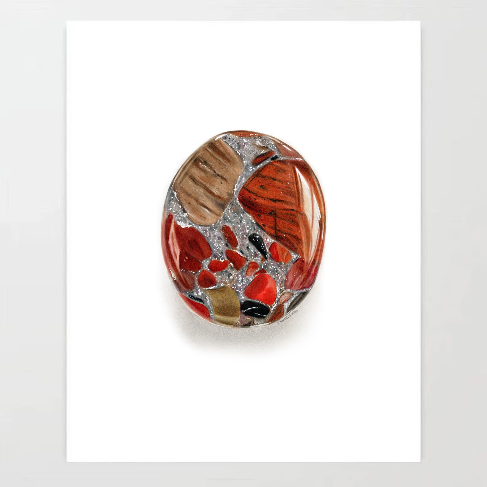 Pudding Stone - Colored Pencil Drawing - Art Print