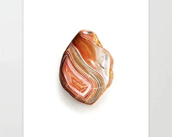 Lake Superior Agate - Colored Pencil Drawing - Art Print