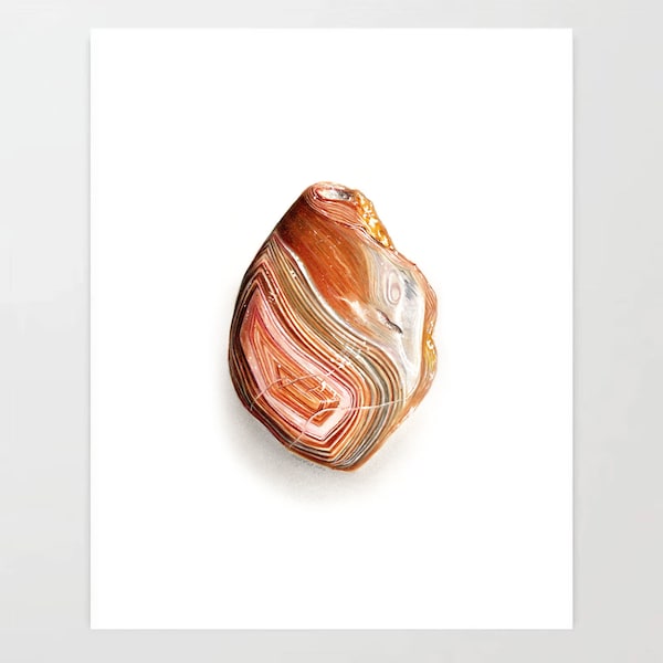 Lake Superior Agate - Colored Pencil Drawing - Art Print