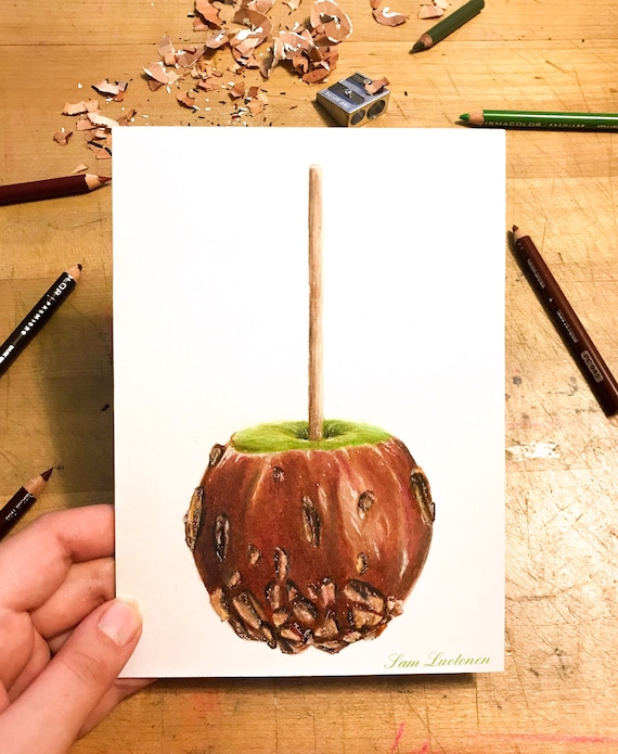 Inktober Caramel Apple Sketch Etsy